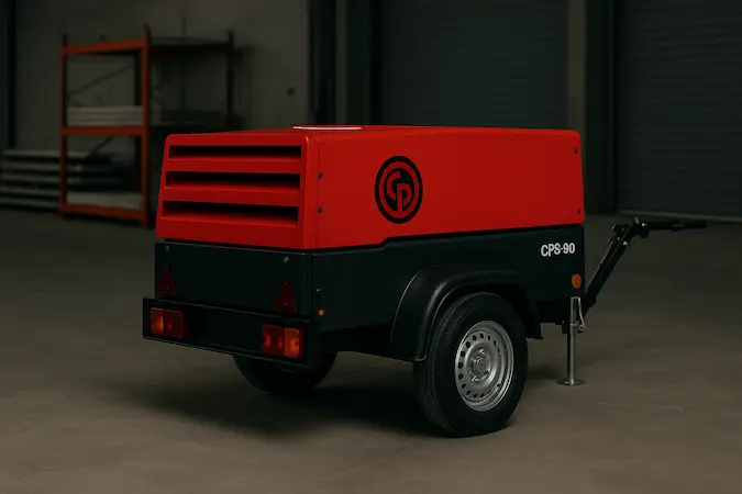 Compressor portátil CPS 90 da Chicago Pneumatic em destaque