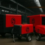 Compressores portáteis Chicago Pneumatic em ambiente industrial