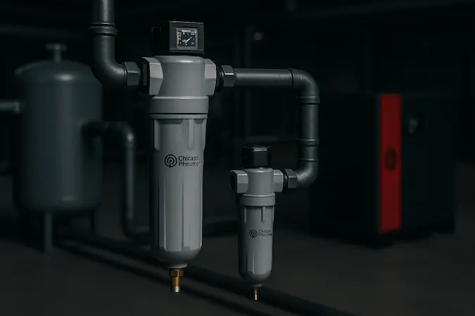 Conjunto de filtros coalescentes Chicago Pneumatic para tratamento de ar comprimido
