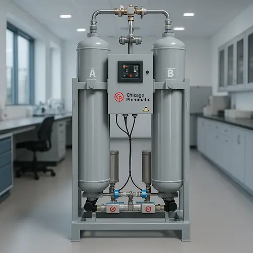 Secador por adsorção Chicago Pneumatic para alta pureza do ar comprimido