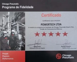 Certificação Chicago Pneumatic 5 estrelas da Powertech em Minas Gerais