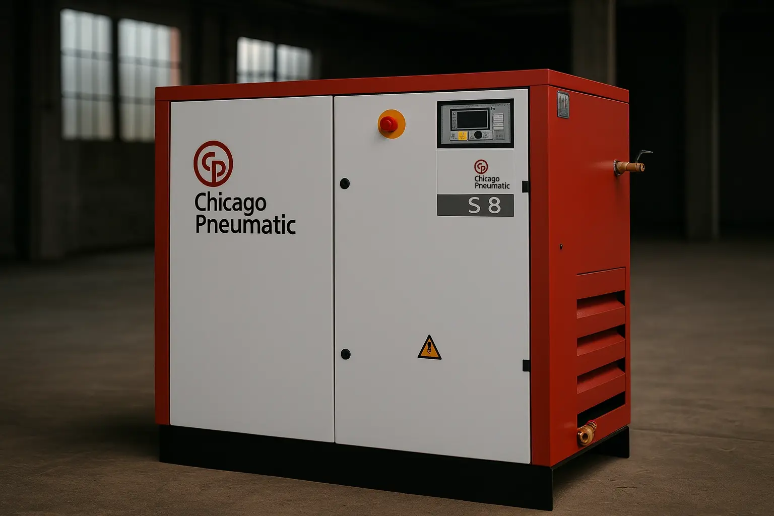 Compressor Chicago Pneumatic S8 em ambiente industrial disponível na Powertech