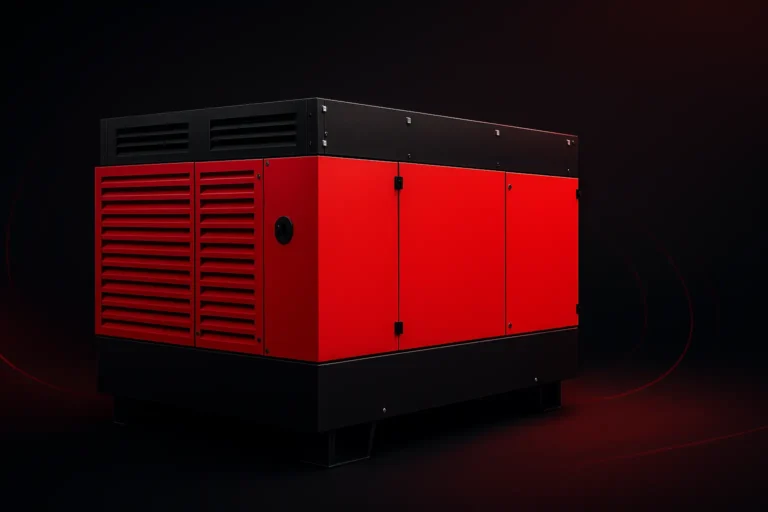 Compressor industrial em evidência representando o ajuste entre motor e consumo de ar para eficiência energética