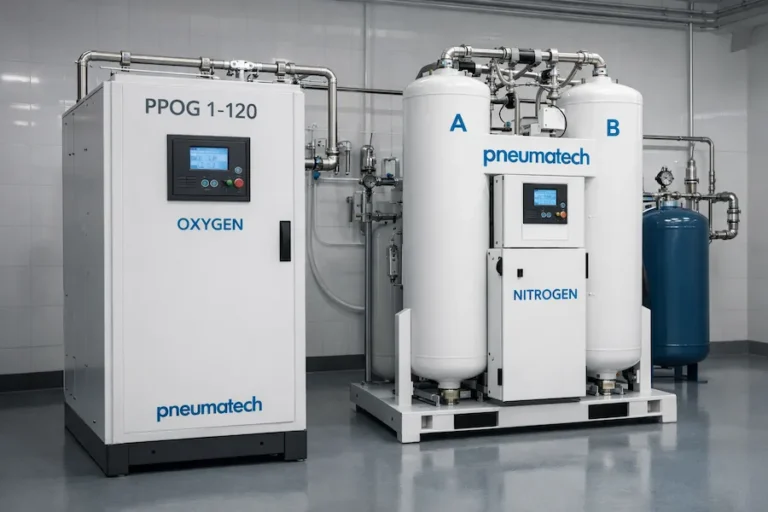 Gerador de oxigênio hospitalar PSA Pneumatech instalado em hospital de Minas Gerais