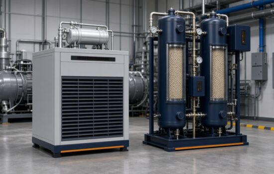 Secador de ar comprimido industrial em sala de máquinas